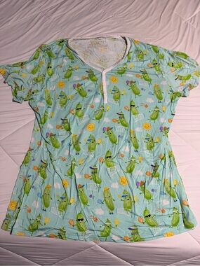 Little Sleepies Pickle Party Print Short Sleeve Pajama Top